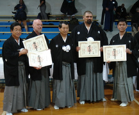 sakaida sensei, alvarez sensei, ueki sensei, kobaiashi sensei, japan batto do renmei taikai